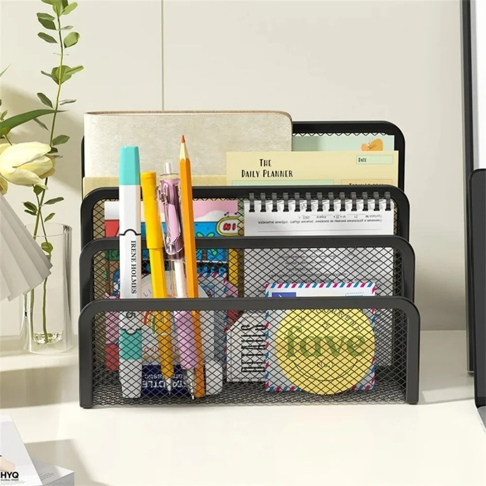 Desktara Harbor 3-Layer Black Metal Mesh Desk Organizer — Desktara Modern Desks & Workspace Accessories — view 2