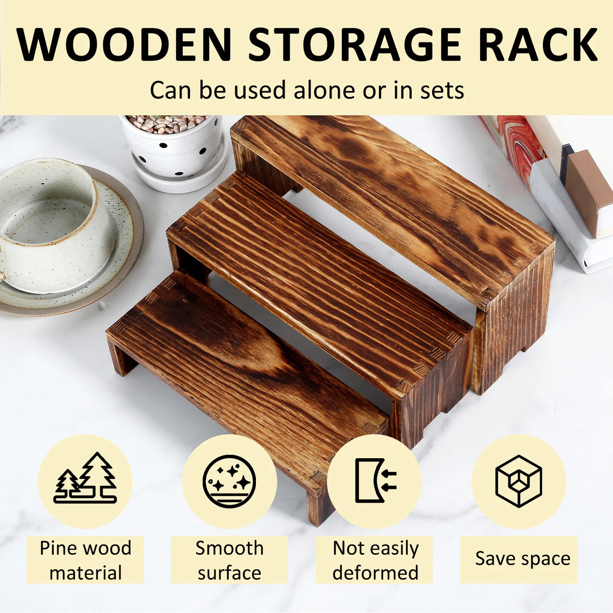 Desktara Birch Wooden Display Riser Set — Desktara Modern Desks & Workspace Accessories — view 2