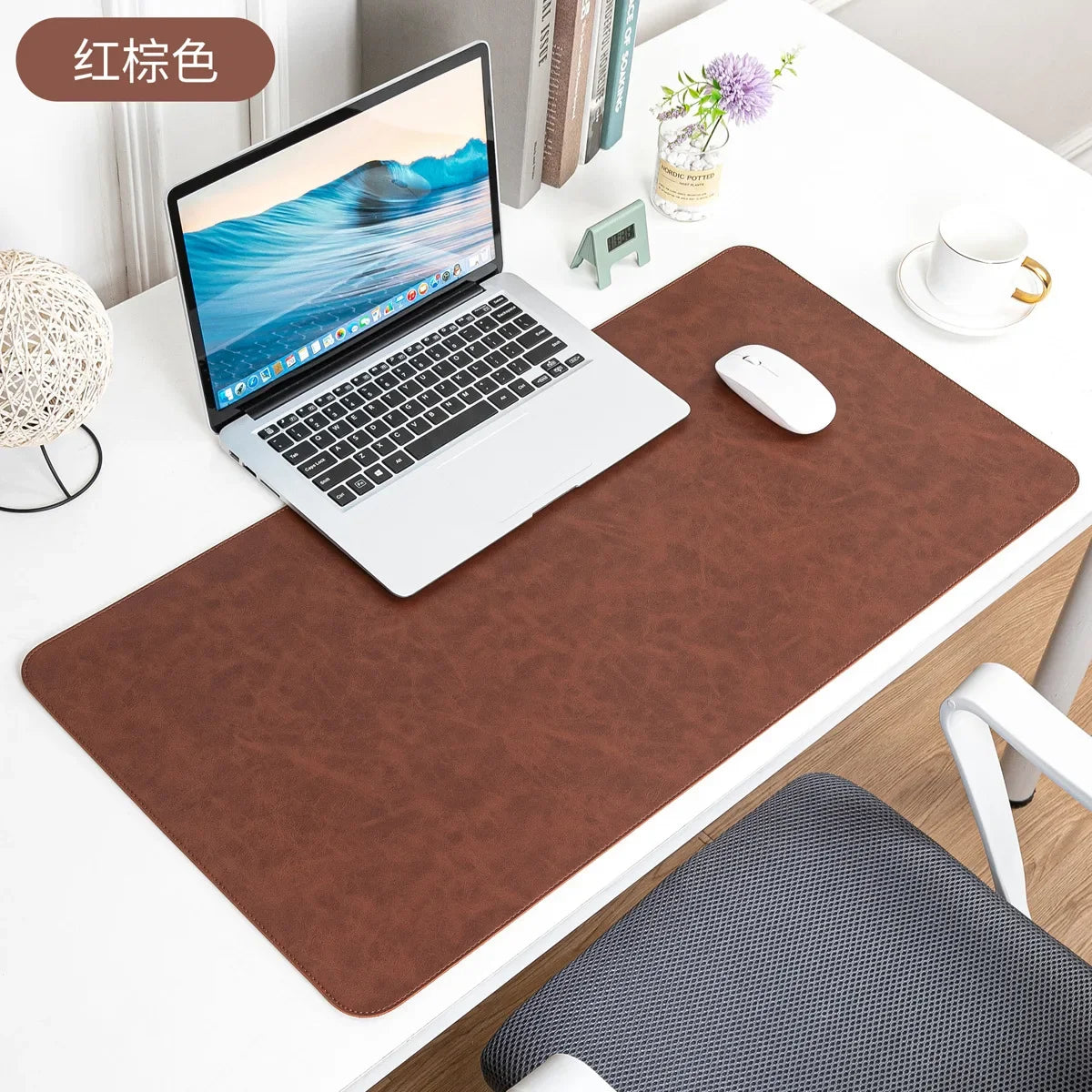 Desktara Iris Waterproof PU Leather Desk Pad — Desktara Modern Desks & Workspace Accessories — view 5