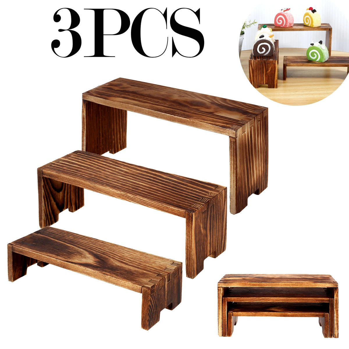 Desktara Birch Wooden Display Riser Set — Desktara Modern Desks & Workspace Accessories