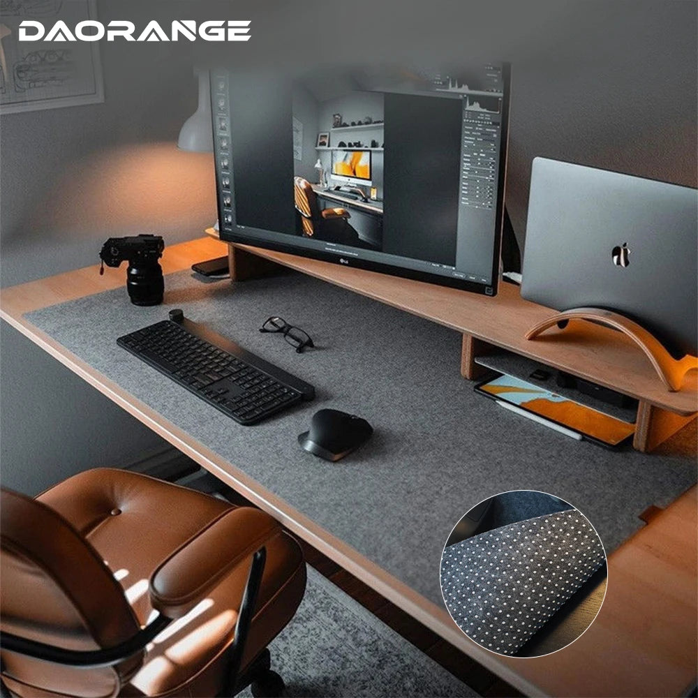 Desktara Slate 100x50 Wool Felt Desk Mat — Desktara Modern Desks & Workspace Accessories
