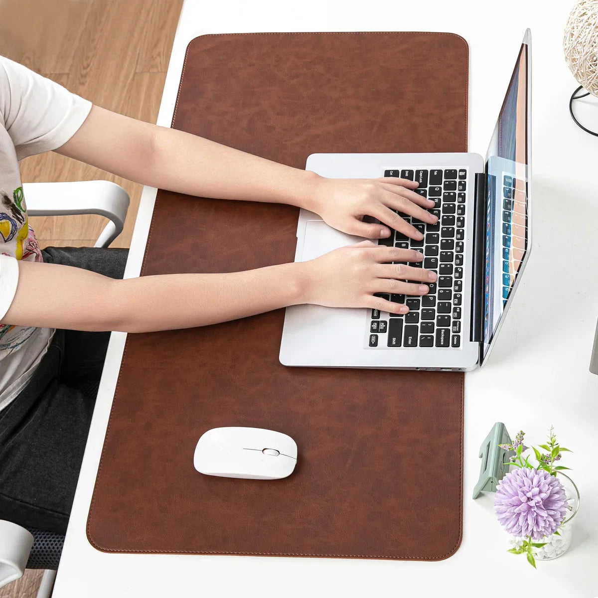 Desktara Iris Waterproof PU Leather Desk Pad — Desktara Modern Desks & Workspace Accessories — view 2
