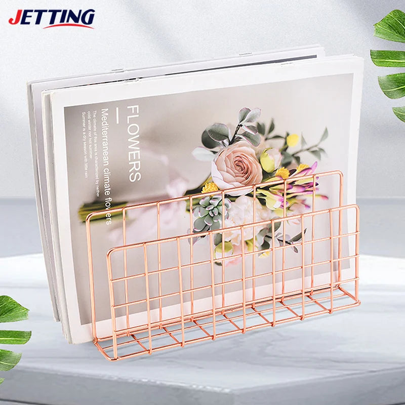Desktara Alder 3-Layer Metal Mesh Notebook and File Rack — Desktara Modern Desks & Workspace Accessories — view 2