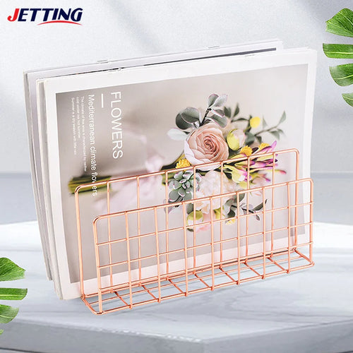 Desktara Alder 3-Layer Metal Mesh Notebook and File Rack — Desktara Modern Desks & Workspace Accessories — view 2