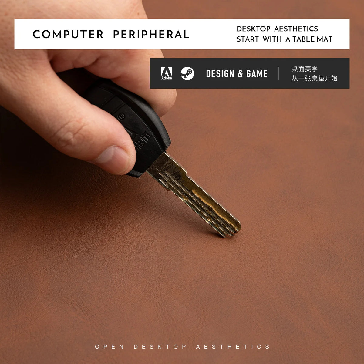 Desktara Zephyr Crazy Horse Texture PU Desk Mat — Desktara Modern Desks & Workspace Accessories — view 4