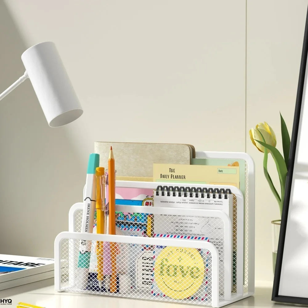 Desktara Harbor 3-Layer Black Metal Mesh Desk Organizer — Desktara Modern Desks & Workspace Accessories — view 5