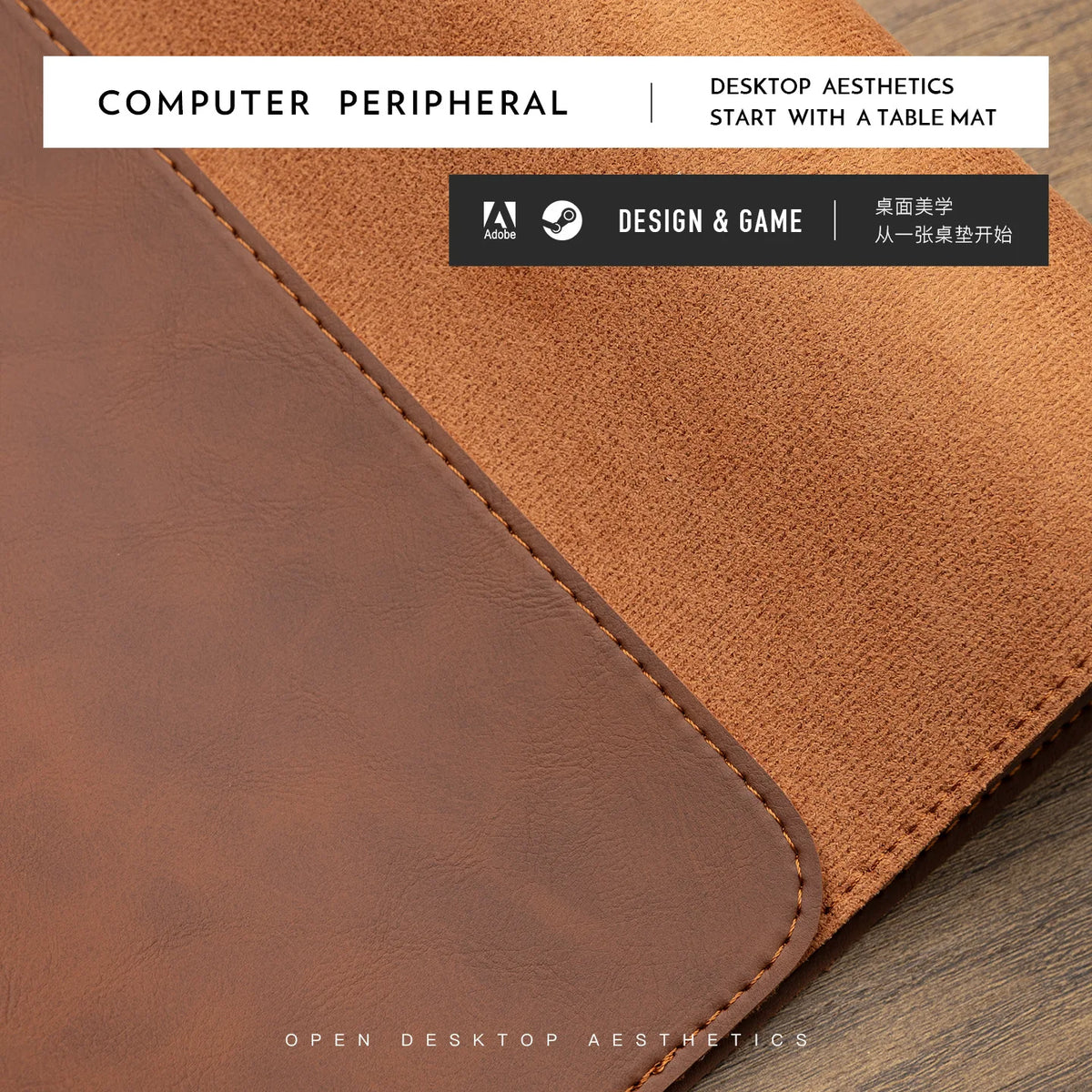 Desktara Zephyr Crazy Horse Texture PU Desk Mat — Desktara Modern Desks & Workspace Accessories — view 3