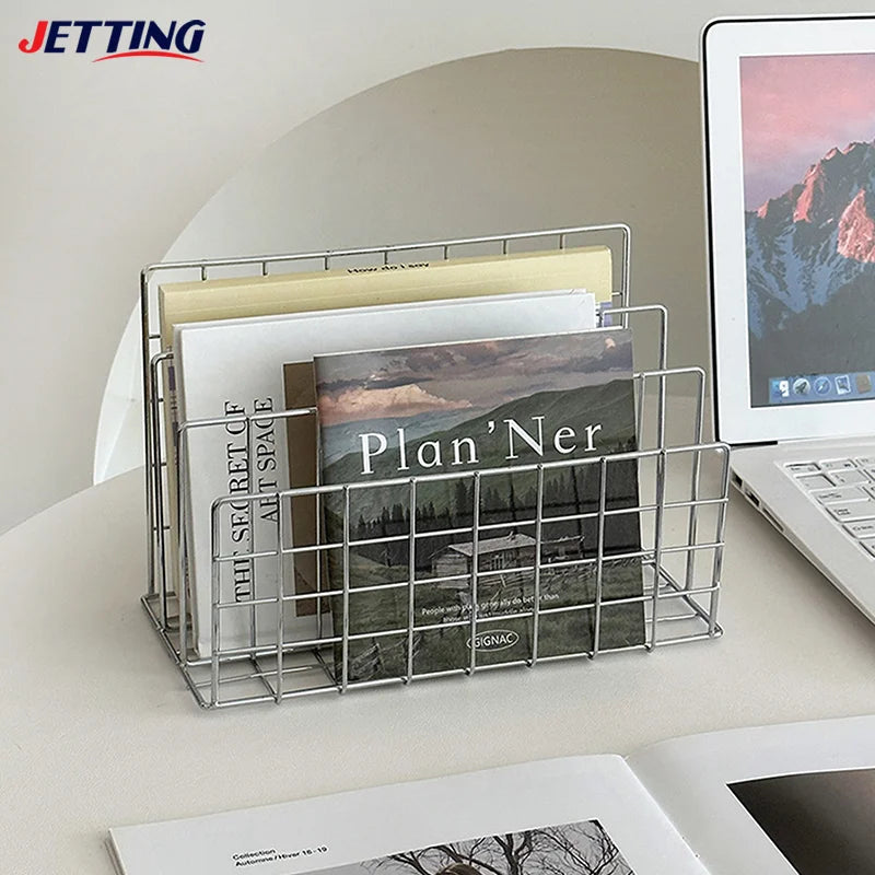 Desktara Alder 3-Layer Metal Mesh Notebook and File Rack — Desktara Modern Desks & Workspace Accessories — view 4